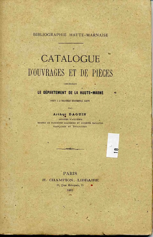 Catalogue de la bibliothèque Daguin