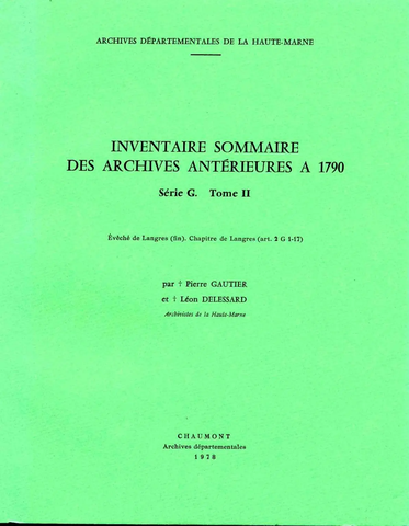 Répertoire de la série G (tome 2)