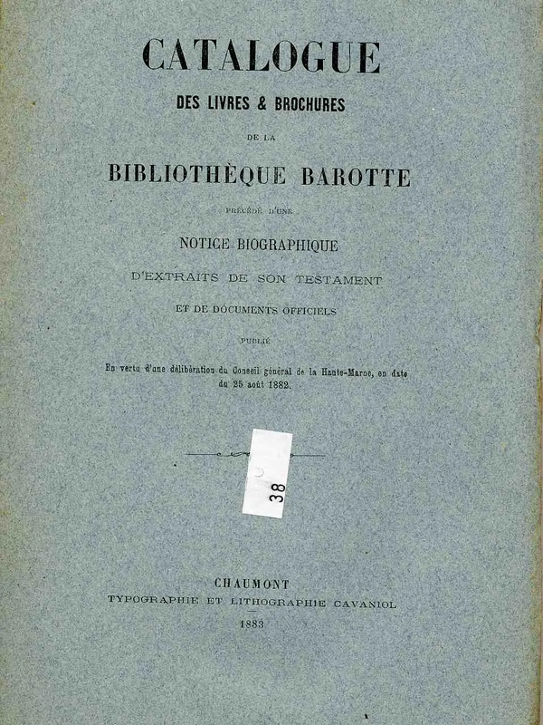 Catalogue de la bibliothèque Barotte