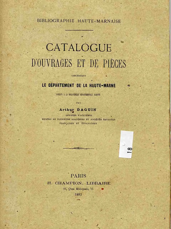 Catalogue de la bibliothèque Daguin