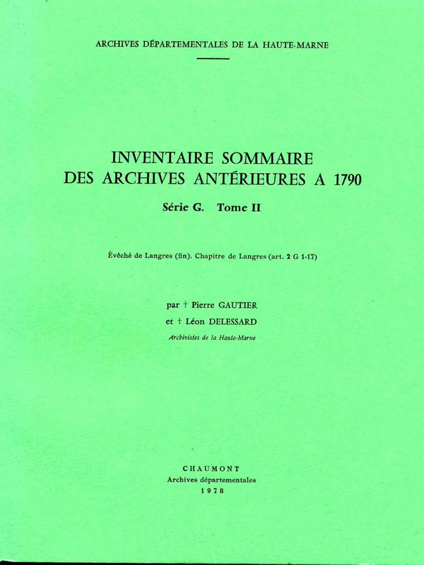 Répertoire de la série G (tome 2)