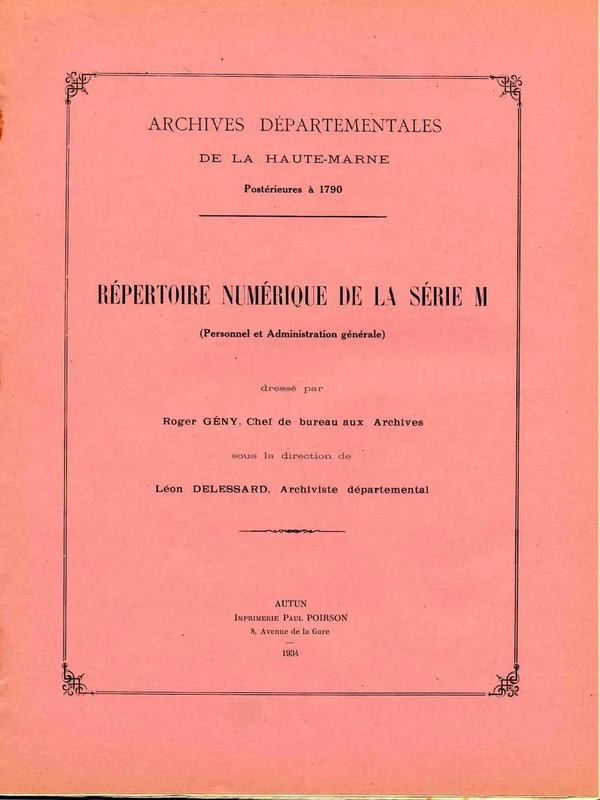 Répertoire de la série M
